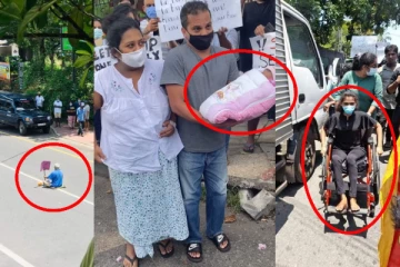 கொளுத்தும் வெயில்! நடுவீதியில் அமர்ந்து போராடும் முதியவர் - பிறந்து ஒரு நாளேயான குழந்தையுடன் வீதிக்கு வந்த தாய் (படங்கள்)