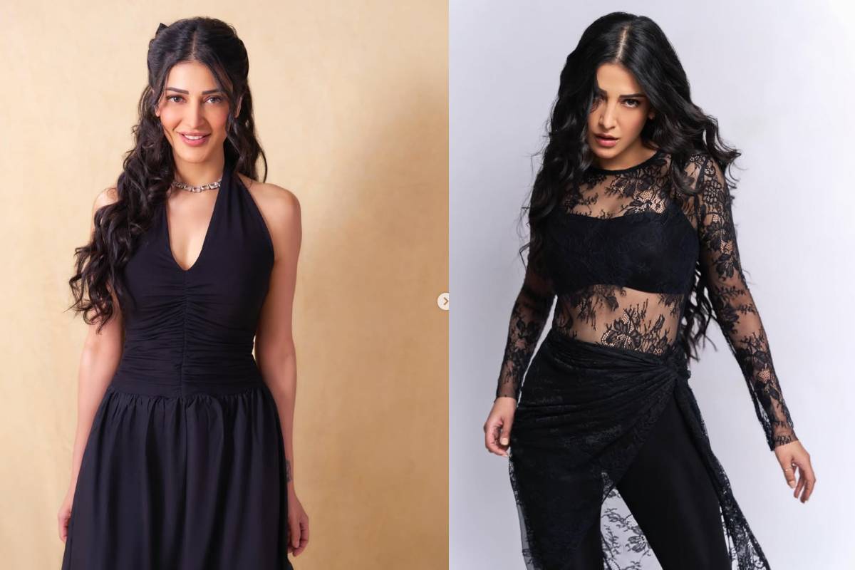 கருப்புதா எனக்கு பிடிச்ச கலரு!! நடிகை ஸ்ருதி ஹாசனின் கிளாமர் கிளிக்ஸ்.. | Actress Shruti Haasan Favorite Colour Black Dress