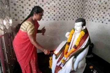 கணவனுக்கு கோவில் கட்டி பூஜை செய்து வரும் மனைவி- நெகிழ்ச்சி சம்பவம்