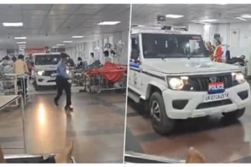 மருத்துவமனைக்குள் பாய்ந்த ஜீப்; ICU வரை ஓட்டிச் சென்ற போலீஸார் - ஷாக் வீடியோ!