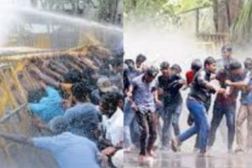 සරසවි සිසුන්ගේ විරෝධතා පා ගමනකට කඳුළු ගෑස් සහ ජල ප්‍රහාර..