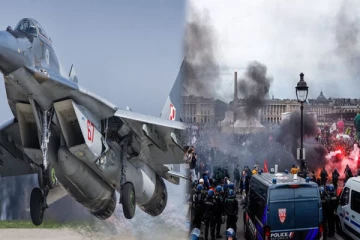 போர் விமானங்களை உக்ரைனுக்கு அனுப்பும் நாடு : பிரான்ஸில் பொலிஸாரருடன் ஆர்ப்பாட்டக்காரர்கள் மோதல்