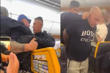 விமானத்தில் கலாட்டா செய்த பிரித்தானியரை காதைப் பிடித்து இழுத்துச் சென்ற பிரான்ஸ் பொலிசார்: ஒரு வைரல் வீடியோ