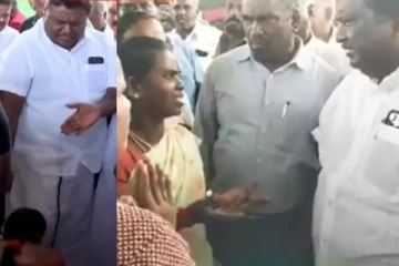 இது எங்கள் வாழ்வாதாரம் சார் - தயவு செஞ்சி காப்பாத்துங்க..! அமைச்சரின் காலில் விழுந்து கெஞ்சிய பெண்கள்..!