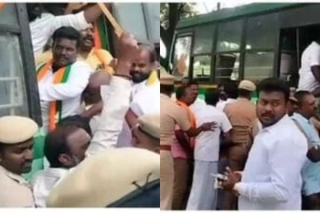 திமுக MLA வீட்டை முற்றுகையிட்ட பாஜகவினர்..குண்டுக்கட்டாக தூக்கி சென்ற போலீசார் !!