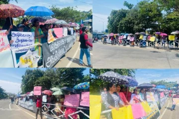 மட்டக்களப்பில் வேலையற்ற பட்டதாரிகள் தொழில் உரிமையை வலியுறுத்தி போராட்டம்