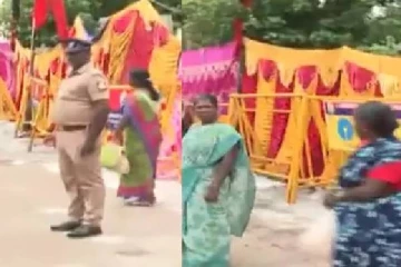 உதயநிதி வருகையால் திரைச்சீலை போட்டு மறைக்கப்பட்ட குடிசைப்பகுதி