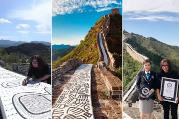 சீனப் பெருஞ்சுவரில் உலகின் மிக நீளமான ஓவியம் : கின்னஸ் சாதனை படைத்த பெண்