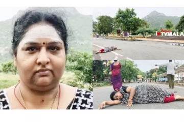 கொரோனா ஒழிய வேண்டுமென சுட்டெரிக்கும் வெயிலில் கூட 14 கி.மீ தூரம் அங்கப்பிரதட்சணம் செய்த பெண்!