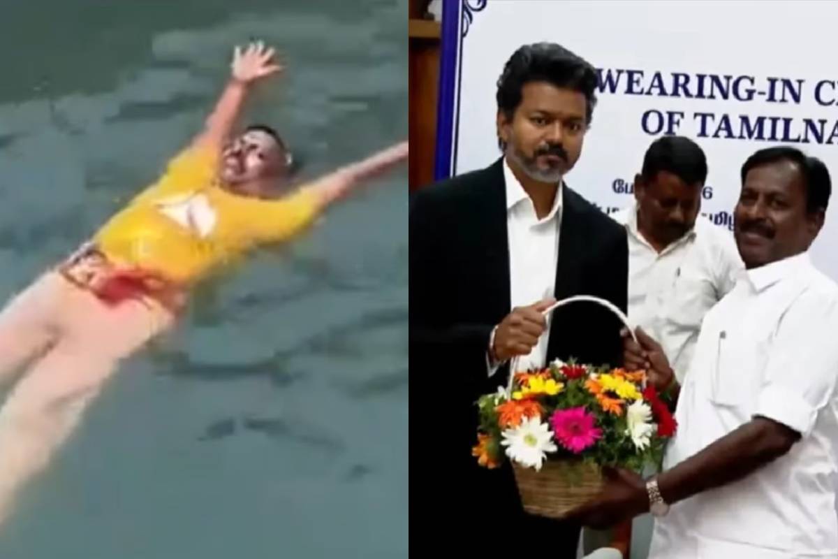 விஜய் முதல்வர் ஆனதால் ஜலபிரதட்சணம் - வேண்டுதலை நிறைவேற்றிய தவெக எம்எல்ஏ | Tvk Mla Karuppaiah Fulfill Request Jalapradakshina விஜய் முதல்வர் ஆனதால் ஜலபிரதட்சணம் - வேண்டுதலை நிறைவேற்றிய தவெக எம்எல்ஏ | Tvk Mla Karuppaiah Fulfill Request Jalapradakshina
