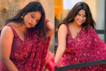 சிகப்புநிற சேலையில் மயக்கும் சீரியல் நடிகை கேப்ரியல்லா செல்லஸ்..