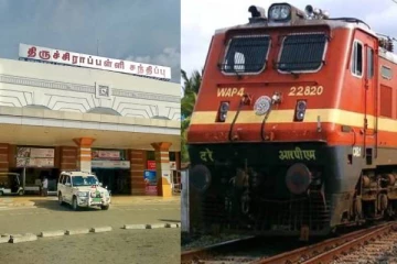 தண்டாவளத்தில் இருந்து தடம் இறங்கிய ரயில் என்ஜின் - திருச்சியில் பரபரப்பு