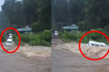 3500 கிலோ வேனை அடித்துச் சென்ற வெள்ளம் - வெளியான அதிர்ச்சி காட்சி!