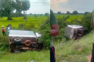 வேகக் காட்டுப்பாடை இழந்து வயல்வெளிக்குள் பாய்ந்த  வாகனம்!