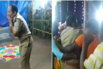 கோவில் திருவிழாவில் மதுபோதையில் அம்மன் பாடலுக்கு நடனமாடிய காவலர்