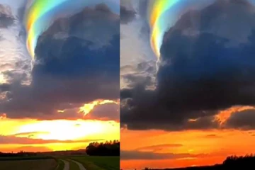 ஏலியன் வரும் வழி போல திடீரென்று வானத்தில் தோன்றிய வானவில்! மிரள வைத்த இயற்கை அன்னை