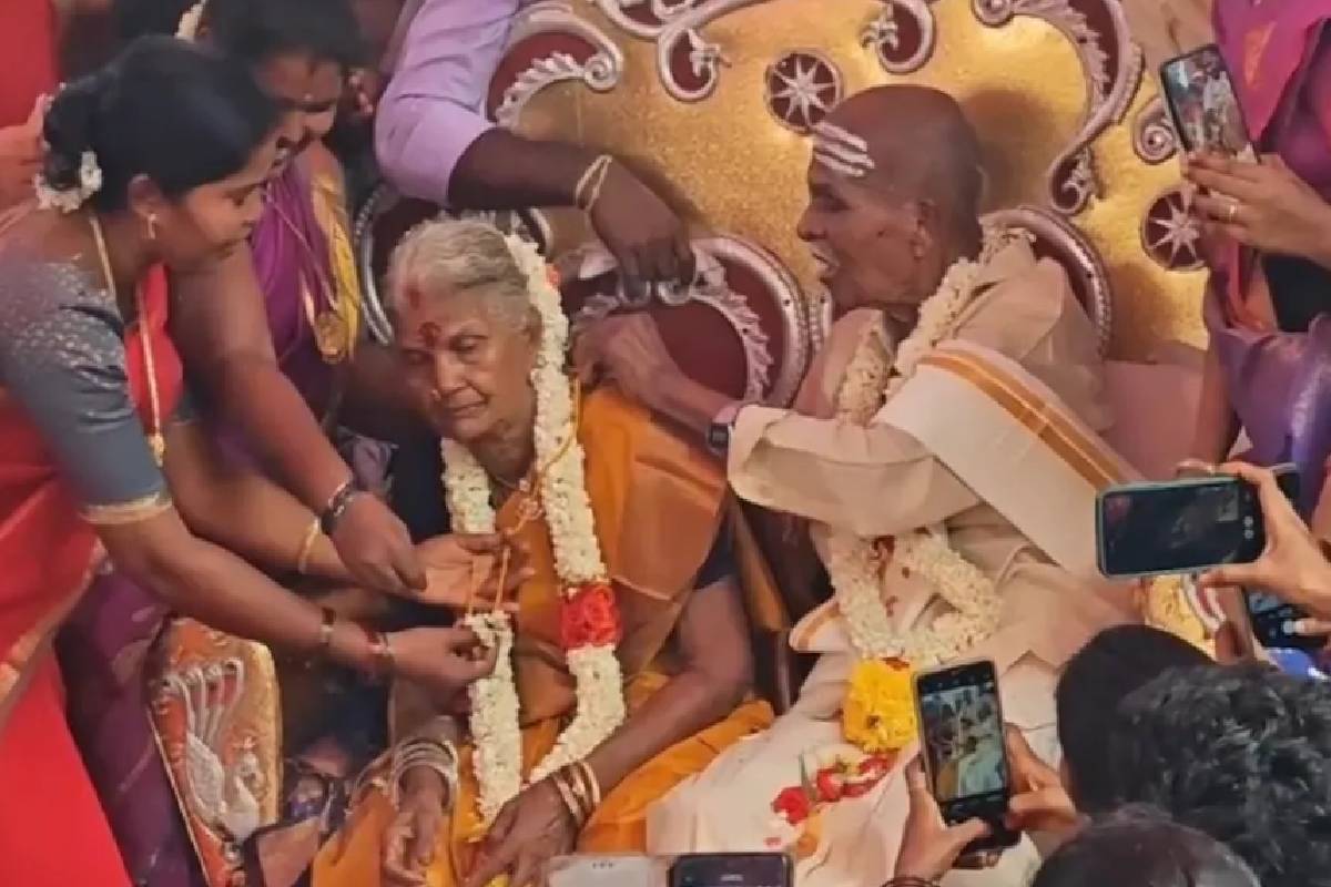100 வயதில் மீண்டும் திருமணம்; புஷ்பவனத்தில் நெகிழ்ச்சியான நிகழ்வு! | 100 Year Old Man Celebrates Centenary With Wife