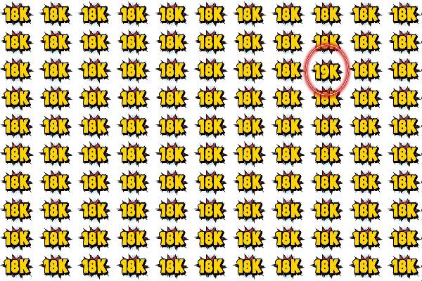 18K இல் 19K ஐ வெறும் 8 வினாடிகளில் கண்டுபிடிக்க முடியுமா? | Optical Illusion Iq Test Can You Spot The 19K