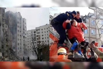 மீட்பு பணியின் போது ரஷ்ய நடத்திய ஷெல் தாக்குதல்: பரிதவிக்கும் உக்ரைனின் மக்களின் வீடியோ காட்சி