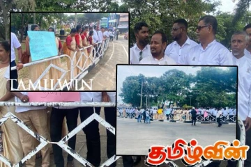 கிராம சேவகர் மீதான தாக்குதலுக்கு எதிராக மட்டக்களப்பில் போராட்டம்