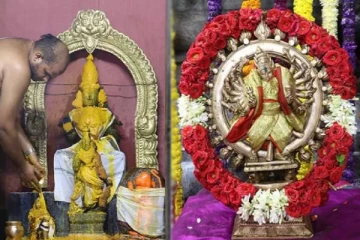 ஆகாசகங்கை பால ஆஞ்சநேயருக்கு செந்தூர அர்ச்சனை