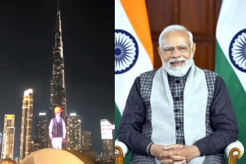 புர்ஜ் கலீஃபாவில் பிரதமர் மோடியின் படத்தை ஒளிரச்செய்த துபாய்