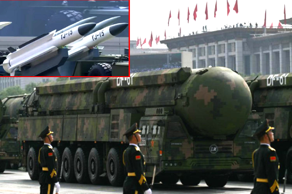 China military parade 2025, China laser weapon LY-1, DF-5C nuclear missile, PLA stealth fighter jets, J-20S twin-seat stealth jet, China hypersonic missiles, HQ-29 missile defense system, Type 99B battle tank, China underwater drones
