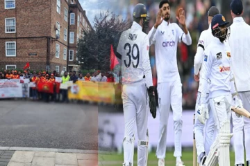 லண்டனில் இலங்கை கிரிக்கெட் அணிக்கெதிராக ஆர்ப்பாட்டம்