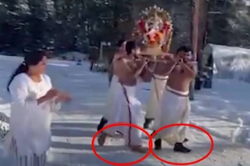 புலம்பெயர் நாட்டில் கொட்டும் பனியில் சர்ச்சையை ஏற்படுத்திய சாமி ஊர்வலம்!