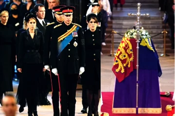 இராணுவ சீருடையில் ஹரி, வில்லியம்; ராணிக்கு இறுதி மரியாதையை செலுத்திய 8 பேரக்குழந்தைகள்!