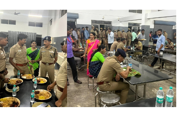 போலீசாருக்கு சிக்கன்.. மட்டன்.. என தடபுடலாக விருந்து கொடுத்த டி.ஜி.பி.சைலேந்திரபாபு..! - தமிழ்நாடு