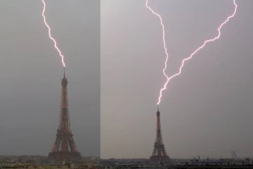 பிரான்சின் ஈபிள் கோபுரத்தை தாக்கிய மின்னல்: வெளியான புகைப்படங்கள்