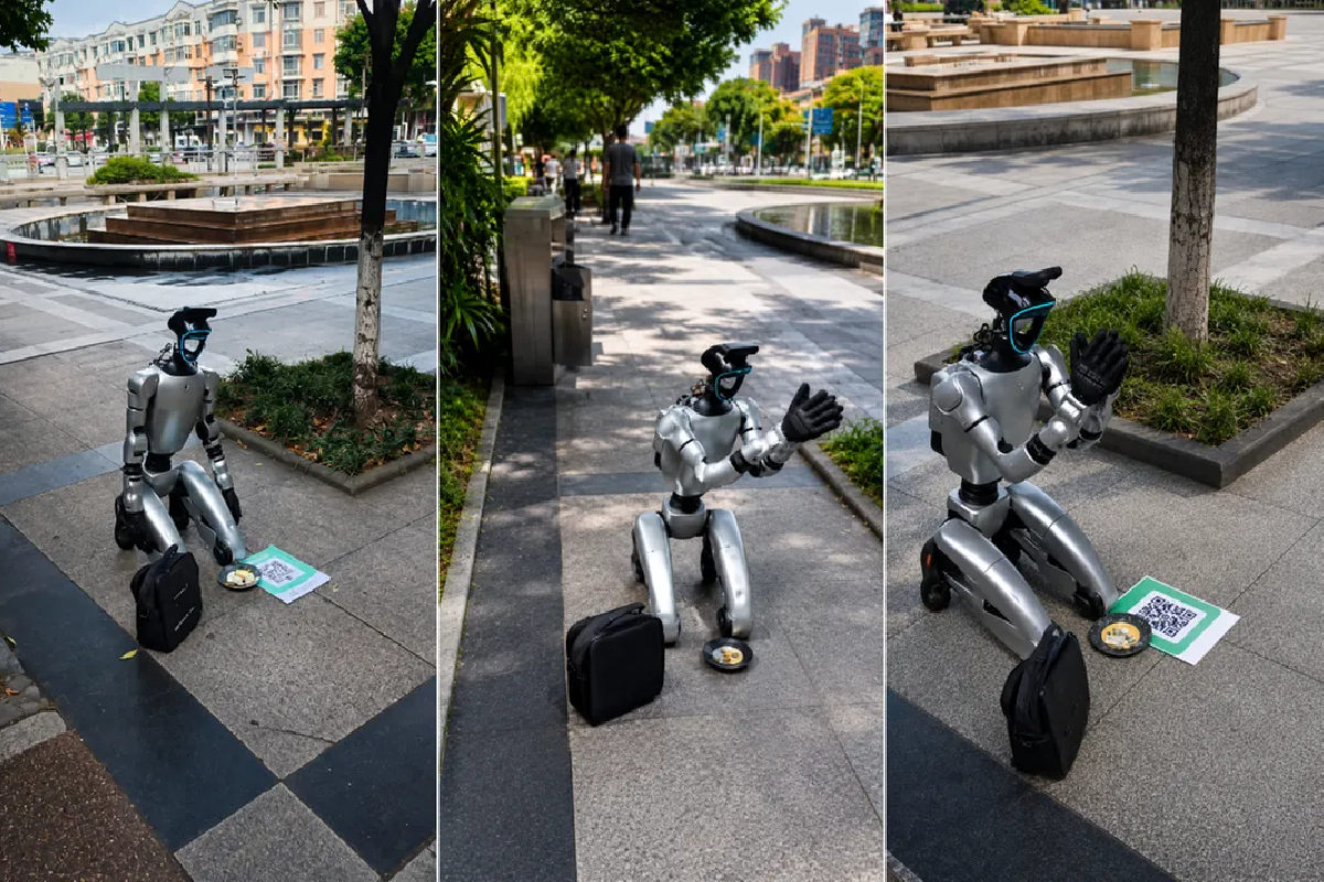 மின்சார கட்டணத்தை செலுத்த பணம் இல்லை ; யாசகம் கோரும் ரோபோ | A Robot Begging On The Street In China மின்சார கட்டணத்தை செலுத்த பணம் இல்லை ; யாசகம் கோரும் ரோபோ | A Robot Begging On The Street In China