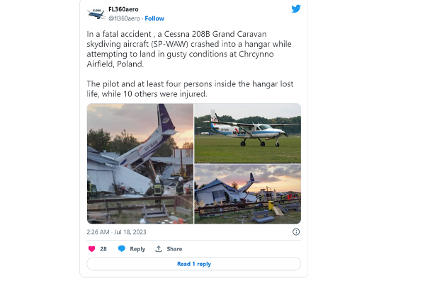 சீரற்ற வானிலை காரணமாக விமான விபத்து! ஐவர் பலி | Plane Crash At Poland Chrcynno Hangar 5 Dead