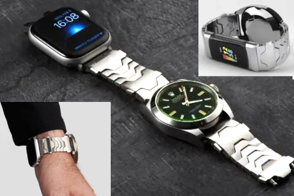 Smartlet two-faced watch band CES 2026 launch, Hide Apple Watch under Rolex Omega TAG Heuer Tudor, Modular strap analog watch plus smartwatch combo, Smartlet stainless steel strap price, Apple Watch Samsung Galaxy Watch Google Pixel Watch compatible, Fitness tracker integration Fitbit Charge Whoop Smartlet band, Modern gentleman luxury watch culture boardroom to weekend, Smartlet band, Smartlet dual watch strap idea, smartwatch plus analog
