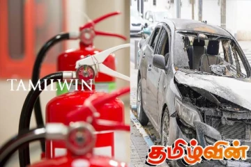 பண்டாரவளையில் நடுவீதியில் தீப்பற்றி எரிந்த கார்