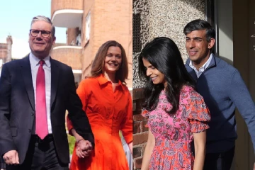 மனைவிகளுடன் ஜோடியாக வந்து வாக்களித்த ரிஷி சுனக்-கெய்ர் ஸ்டார்மர்