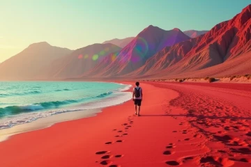 கனமழையால் செந்நிறமாக மாறிய தீவு