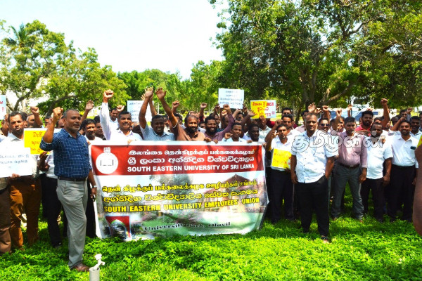 தென்கிழக்குப் பல்கலைக்கழகத்தில் ஊழியர்கள் போராட்டத்தில்.... | Employee Protest At South Eastern University
