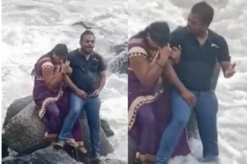 கதறிய மகள்..கண்முன்னே கடல் அலையில் அடித்துச் செல்லப்பட்ட தாய் - பதறவைக்கும் வீடியோ!