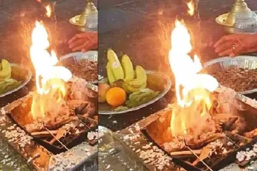 யாக  நெருப்பில் தெரிந்த ஆஞ்சநேயர் உருவம்; பக்கதர்கள் பரவசம்!