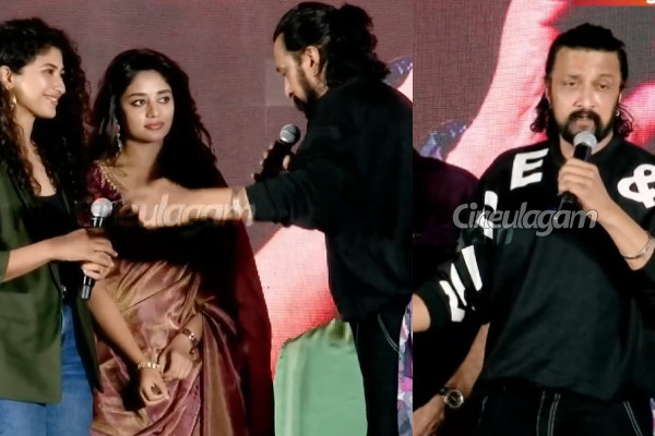 ஹீரோயினிடம் அப்படி ஒரு கேள்வி.. டென்ஷன் ஆன நடிகர் சுதீப் எழுந்து செய்த விஷயம் | Sudeep React On Mark Heroine Sitting In Corner