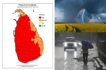 கடுமையான மின்னல்: 20 மாவட்டங்களுக்கு சிவப்பு எச்சரிக்கை விடுக்கப்பட்டுள்ளது