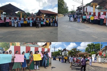 யாழில் பாடசாலைகளுக்கு அருகிலுள்ள மதுபானசாலையை அகற்றக்கோரி போராட்டம்(Photos)