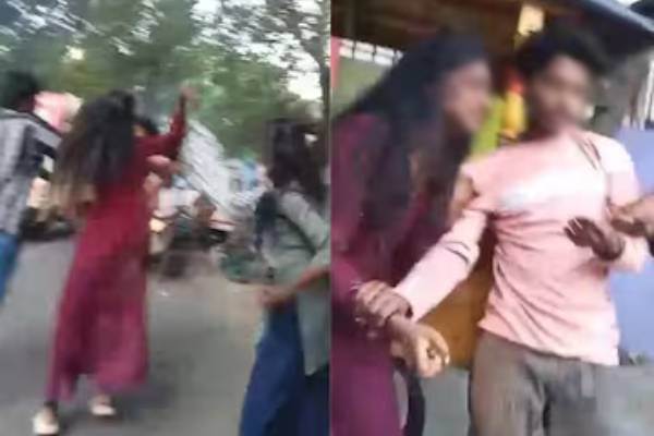 எவ்வளவு முயன்றும் பேச மறுத்த காதலன் - நடுரோட்டில் புரட்டி எடுத்த பெண்கள்! | Girlfriend Attacks Boyfriend Refused To Talk Video