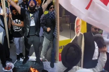 இந்தியா - கனடா மோதல்.. பிரதமர் மோடியின் உருவப்படத்தை காலணியால் தாக்கி அவமதித்த கனடா மக்கள்!