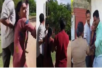 தந்தையால் கதற கதற இழுத்துச் செல்லப்பட்ட பெண்: தடுத்த பெண் பொலிசாரின் கையை பிடித்து தந்தை செய்த காரியம்