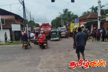 யாழ்.கோப்பாய் சந்தியில் மூன்று வாகனங்கள் ஒன்றுடன் ஒன்று மோதி விபத்து!