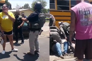 பொலிசார் எந்த நடவடிக்கையும் எடுக்காததால் பள்ளிக்குள் நுழைய முயன்ற பெற்றோரின் தவிப்பைக் காட்டும் வீடியோ