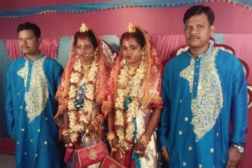 ஒரே நேரத்தில் திருமணம் செய்துகொள்ள விரும்பிய இரட்டை சகோதரிகள்..இரட்டை சதோதரர்களுடன் நடந்த திருமணம்